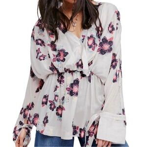 Free People Tuscan Dreams Minidress Tunic Ivory Purple M